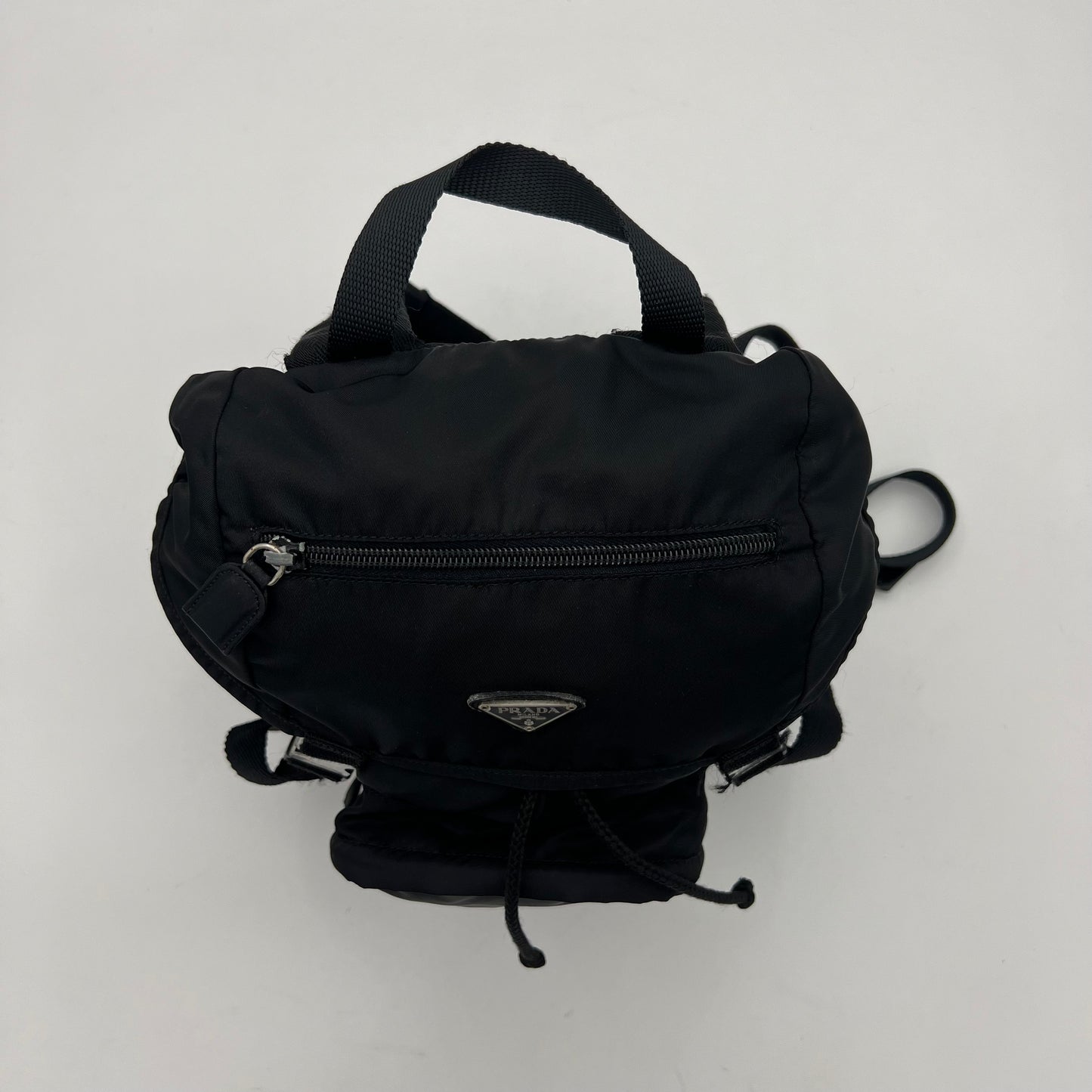 Prada Black Nylon Double Buckle Small Backpack