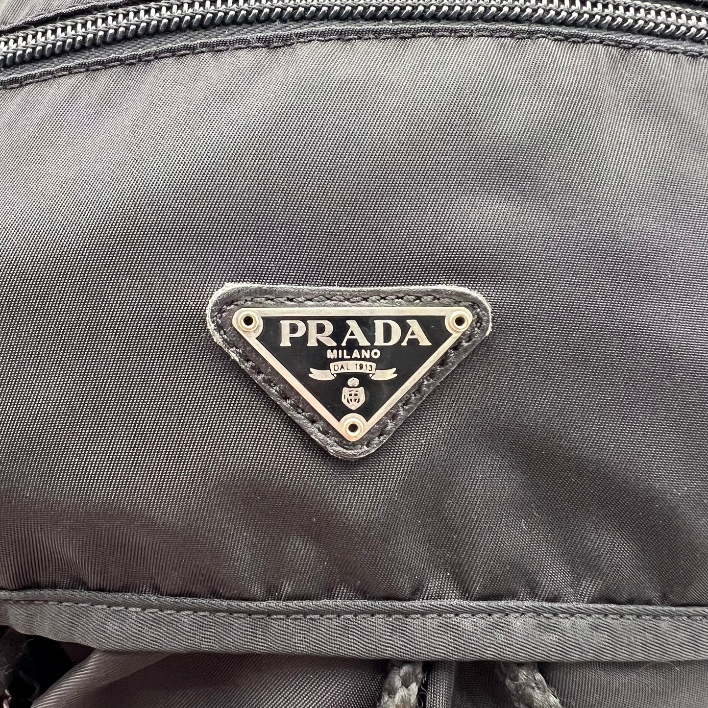 Prada Black Nylon Double Buckle Small Backpack