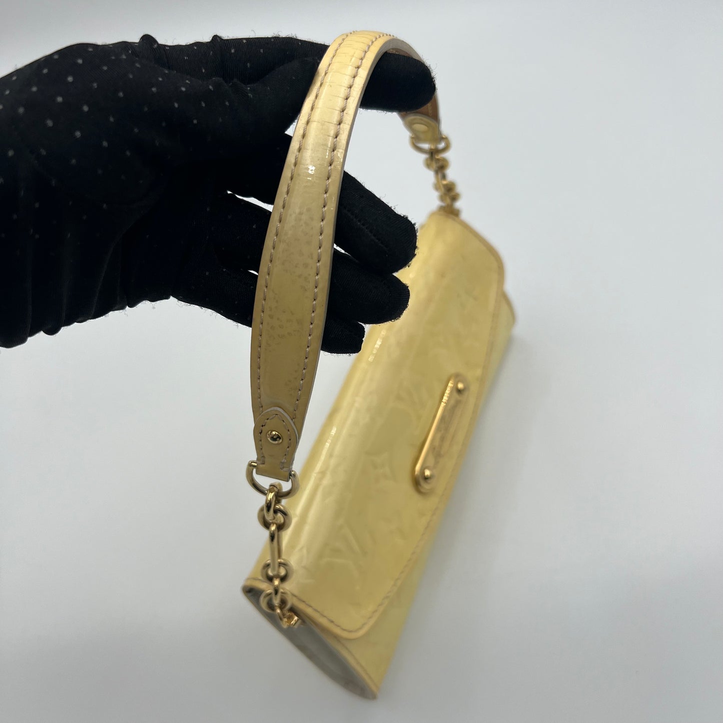 LV Light Yellow Vernis Sunset Boulevard Clutch