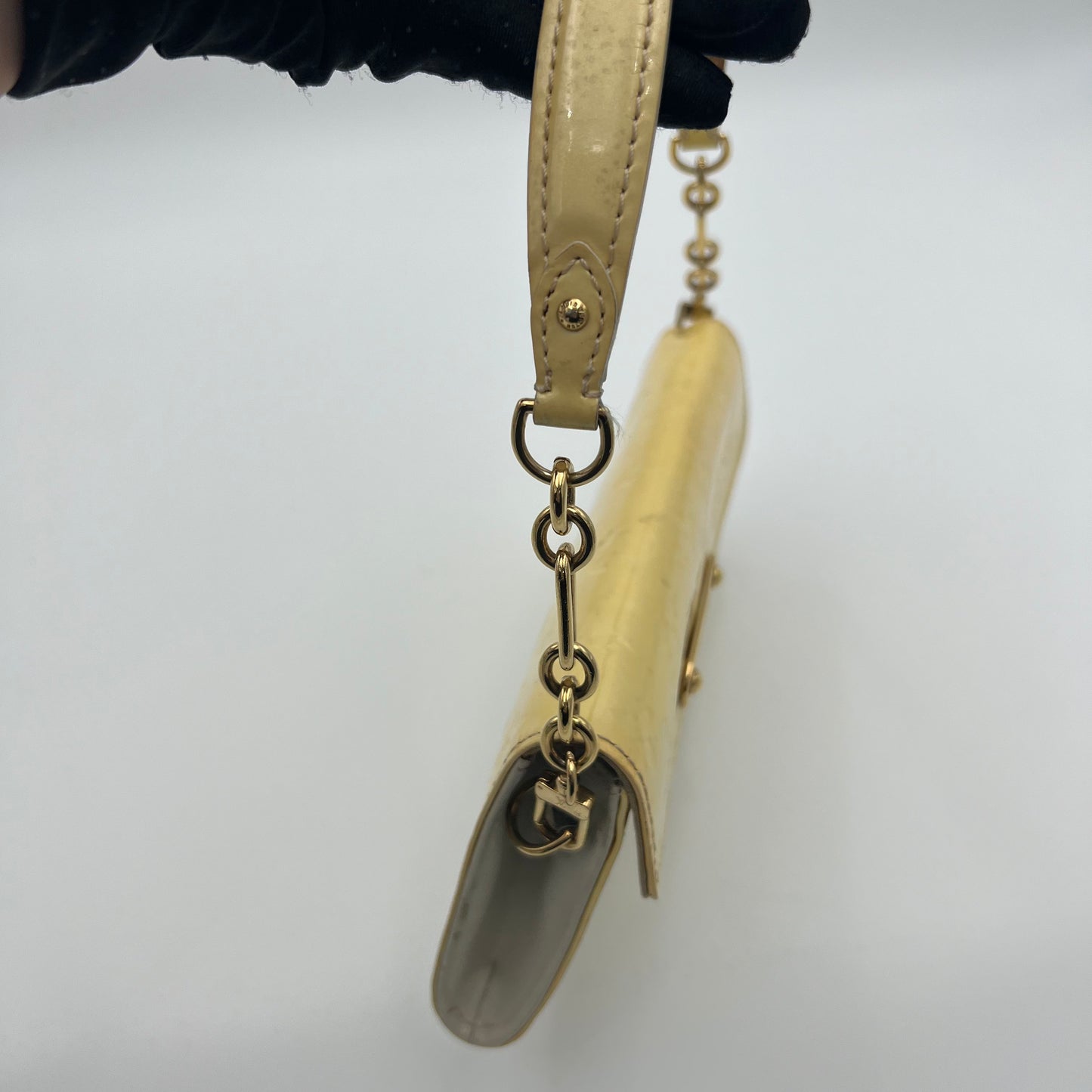 LV Light Yellow Vernis Sunset Boulevard Clutch