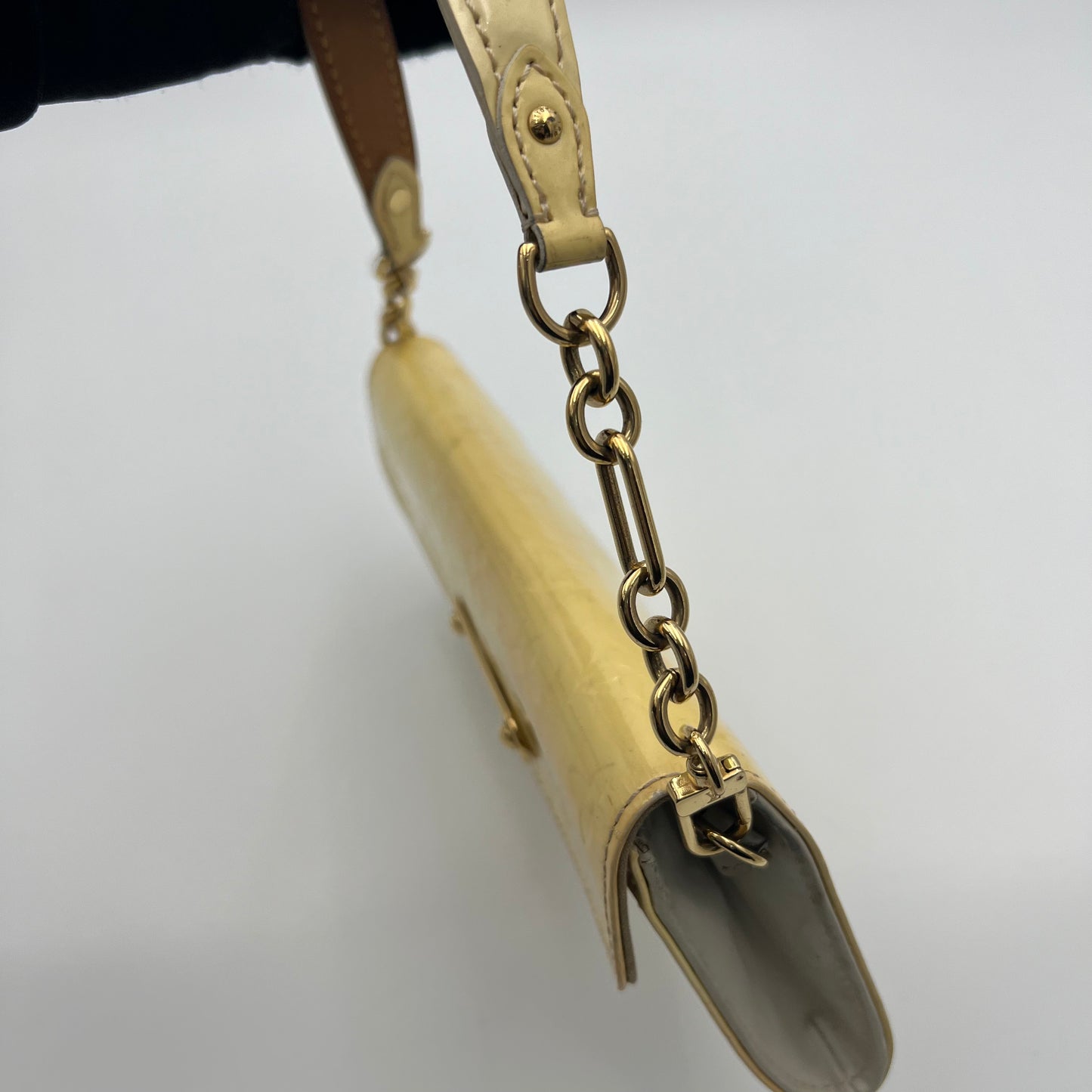 LV Light Yellow Vernis Sunset Boulevard Clutch