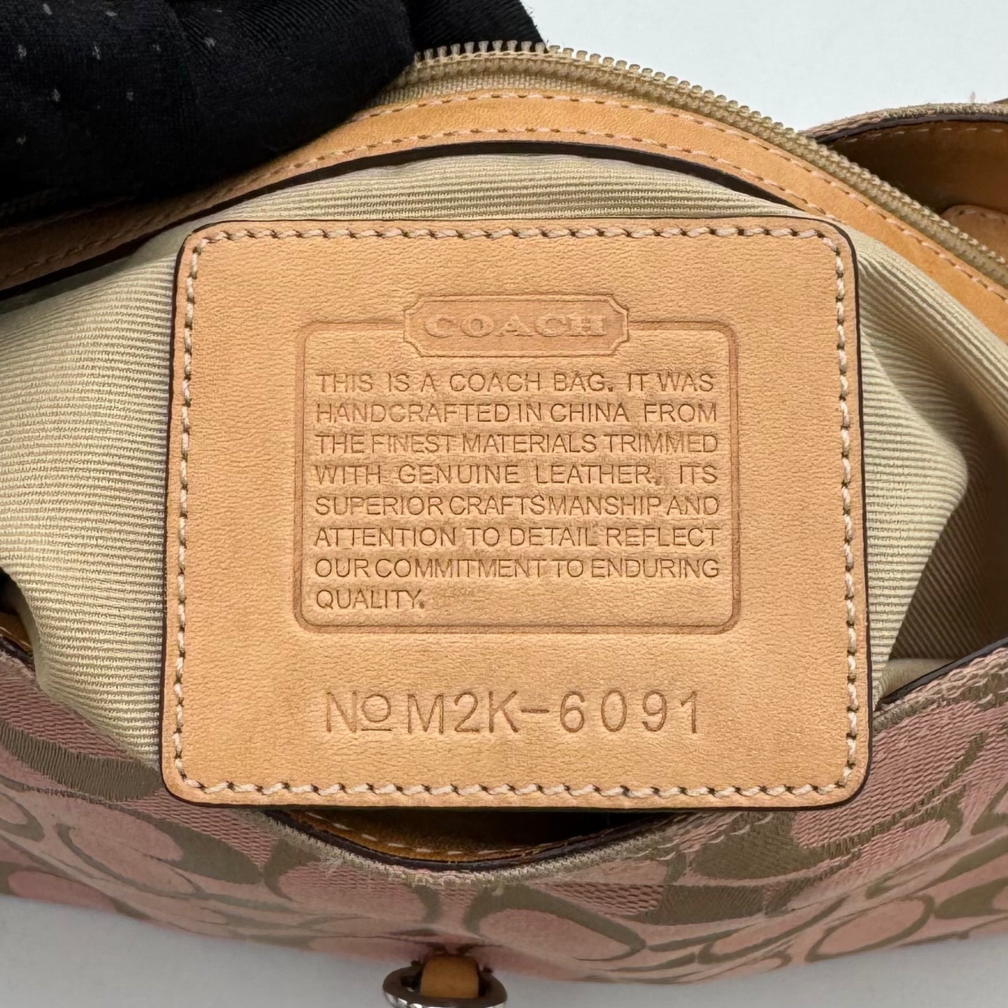 Coach Pink Signature Canvas and Brown Leather Hampton Clip Hobo Bag