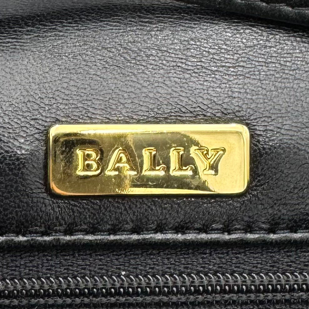 Bally Black Quilted Lambskin Top Handle Two-Way Bag GHW