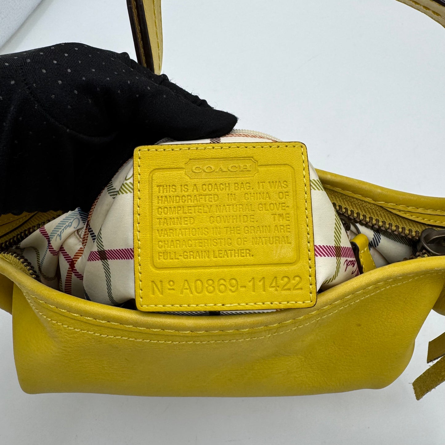 Coach Yellow Leather Tattersall Bleeker Bucket Bag