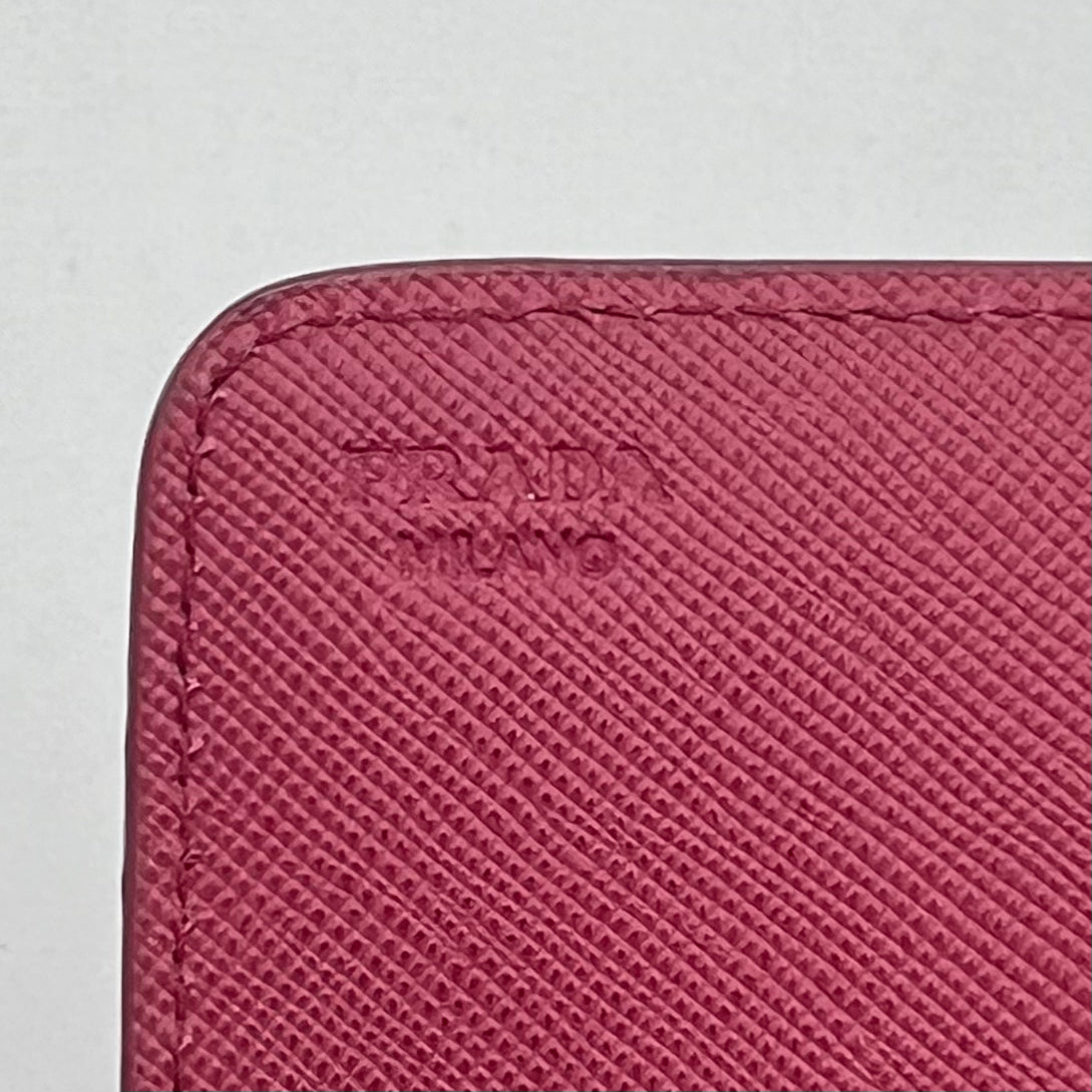 Prada Magenta Pink Saffiano Flap Card Holder