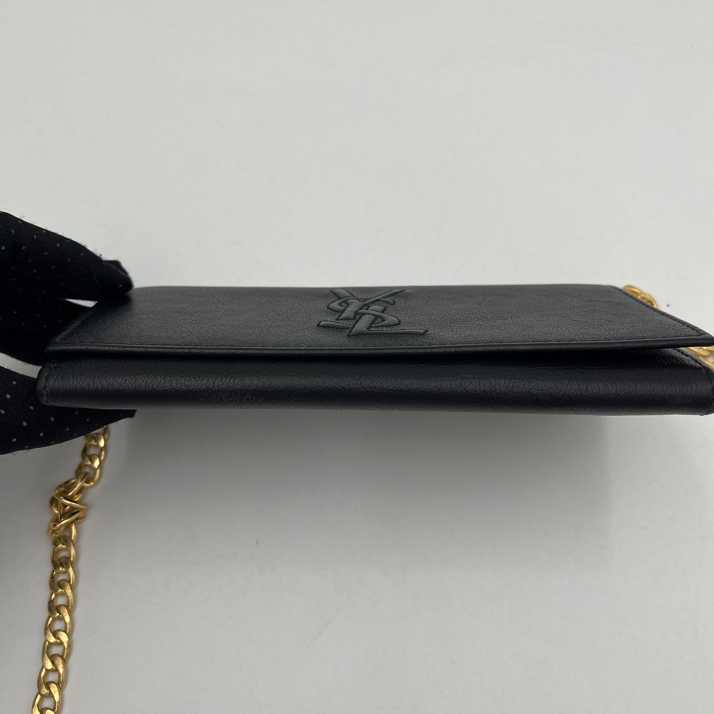 YSL Black Leather Flap Long Wallet