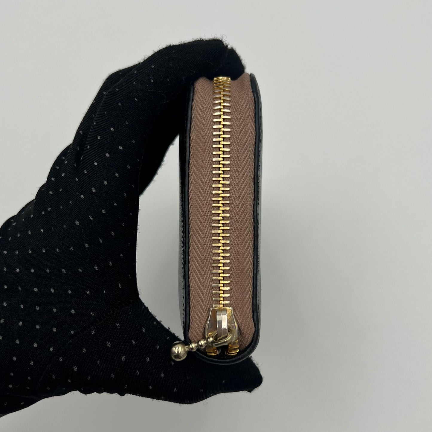Prada Black Saffiano and Nude Pink Plate Long Zip Around Wallet
