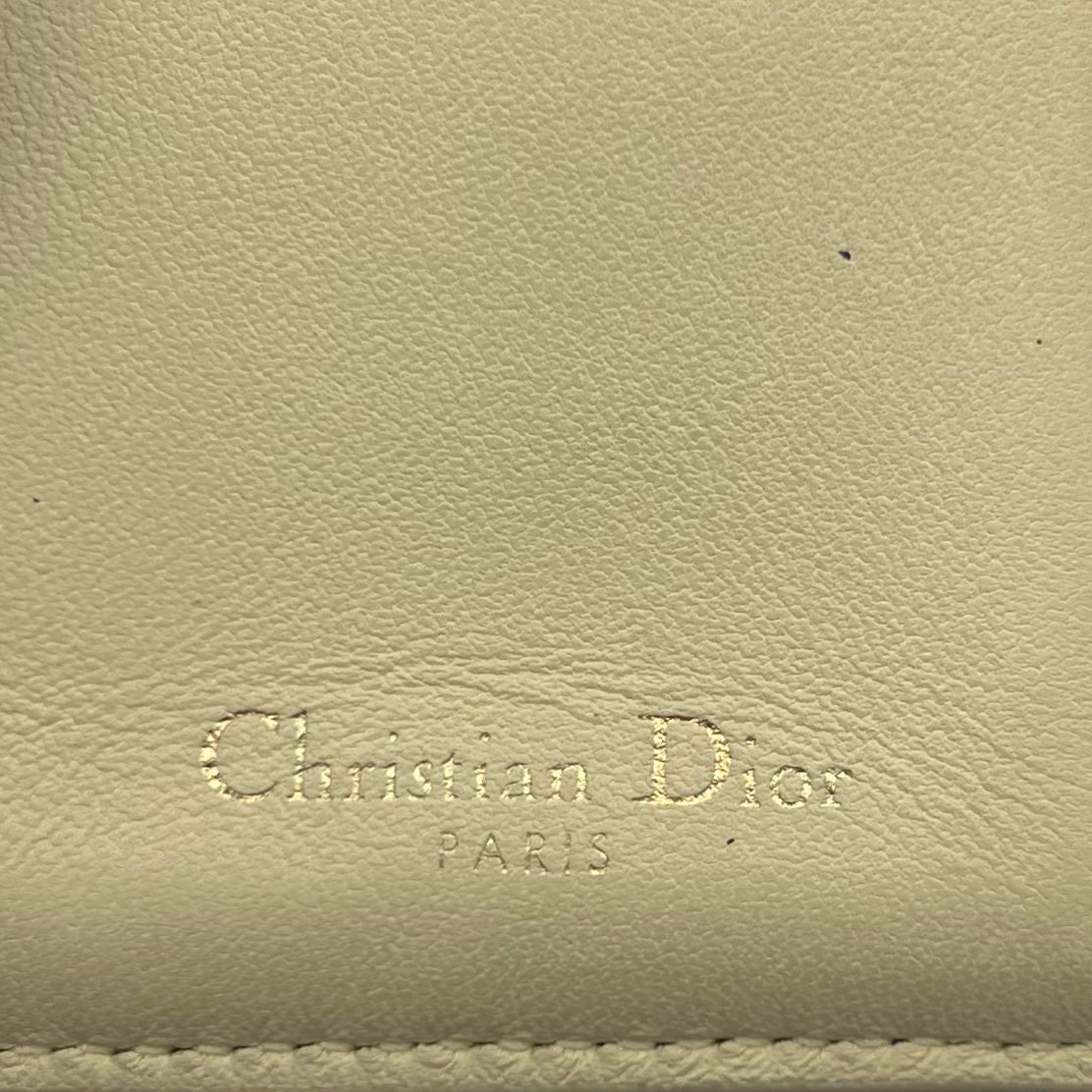 Christian Dior Light Yellow Grained Calfskin 30 Montaigne Lotus Compact Wallet