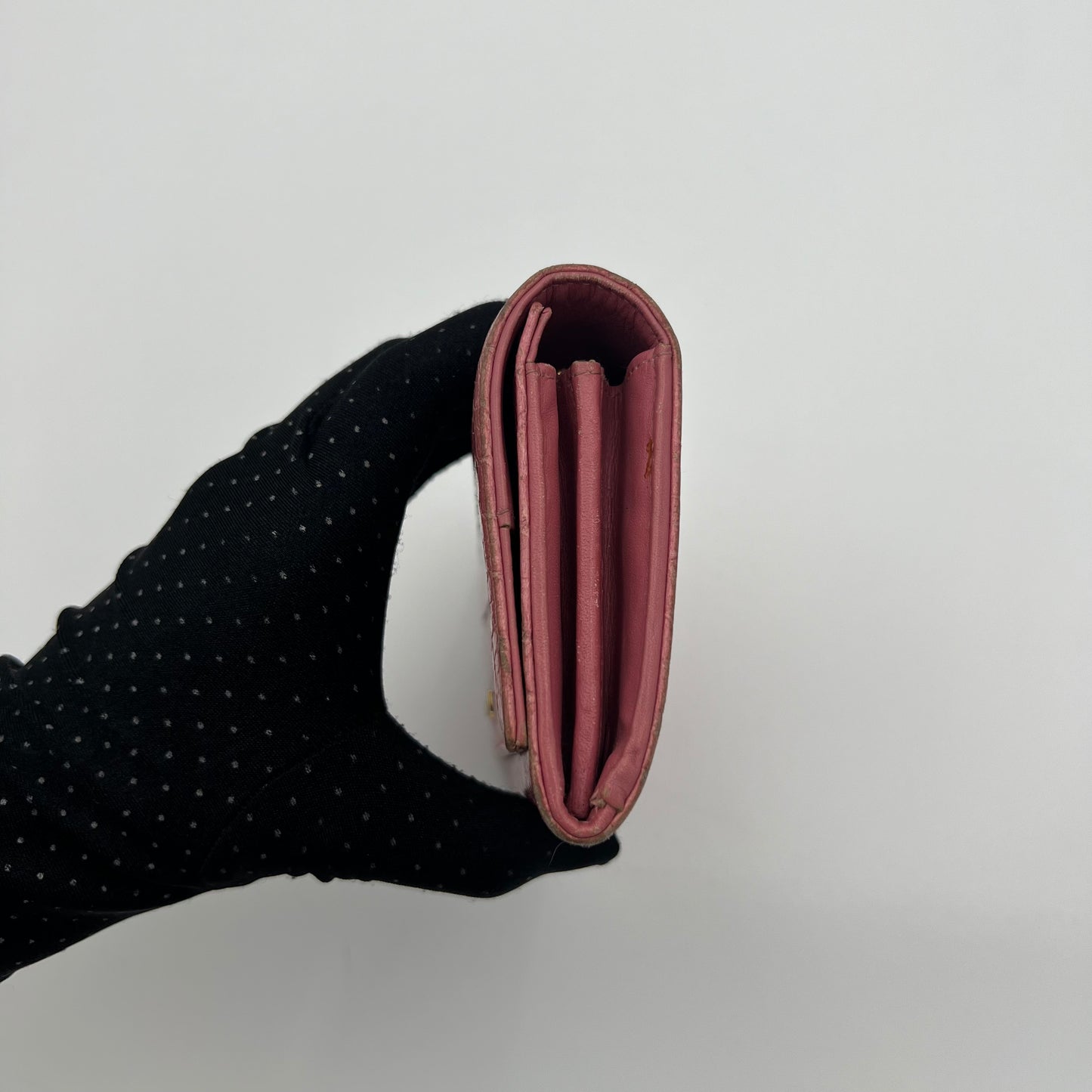 Miu Miu Pink Croc Embossed Long Continental Flap Wallet