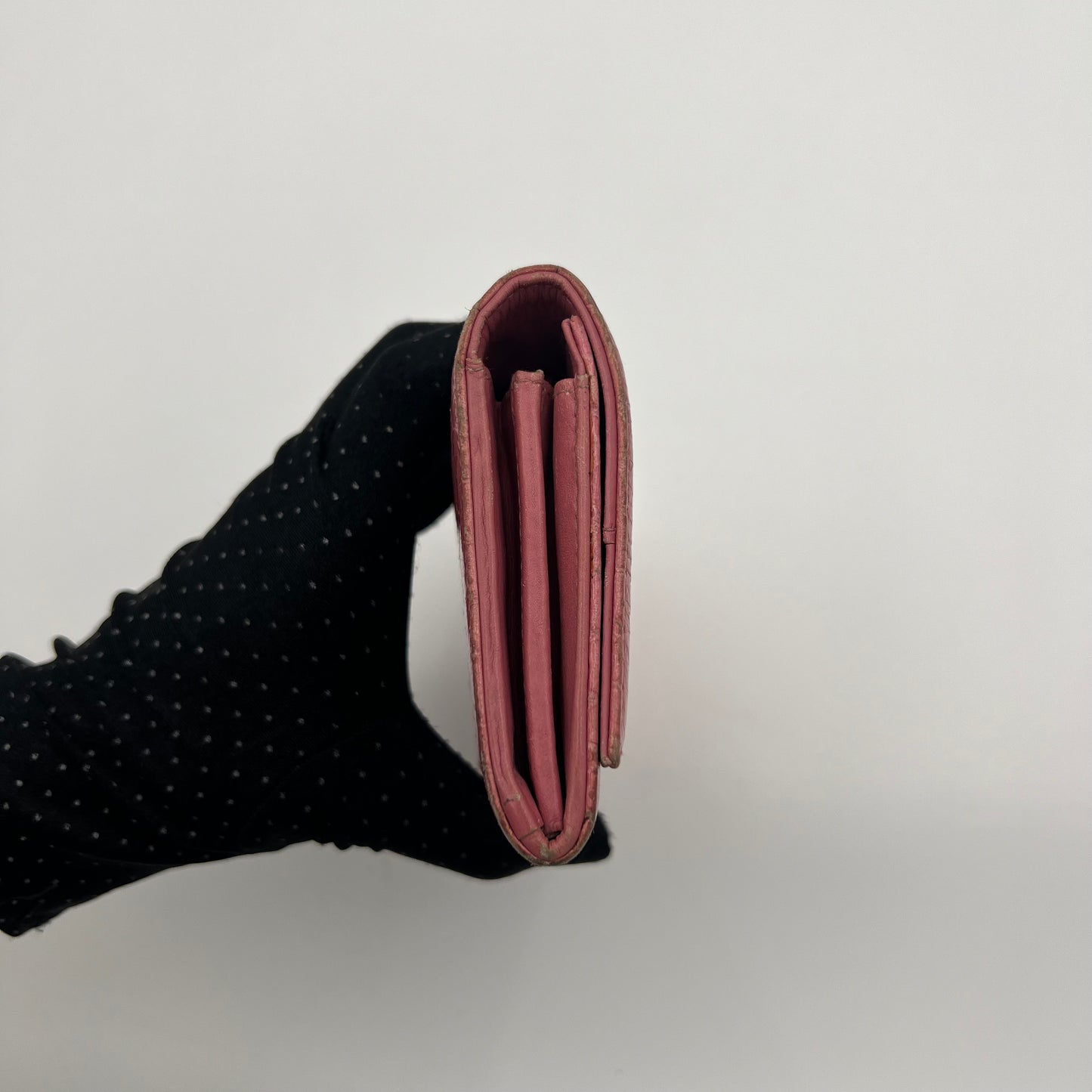 Miu Miu Pink Croc Embossed Long Continental Flap Wallet