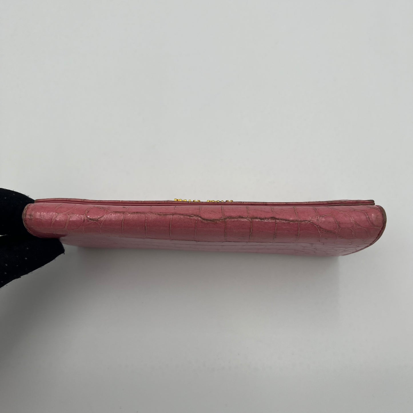 Miu Miu Pink Croc Embossed Long Continental Flap Wallet