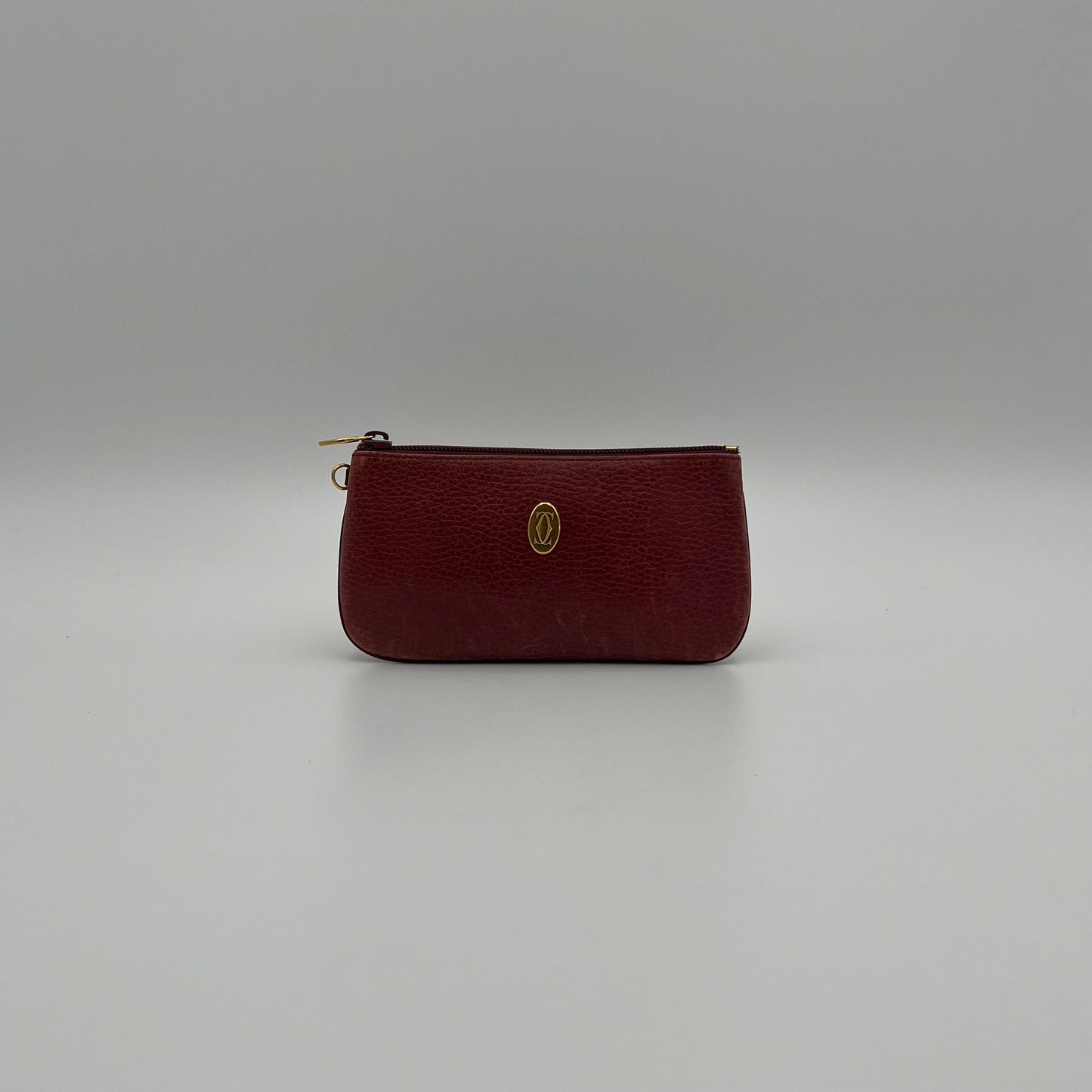 Cartier Paris Burgundy Leather Zip Pouch
