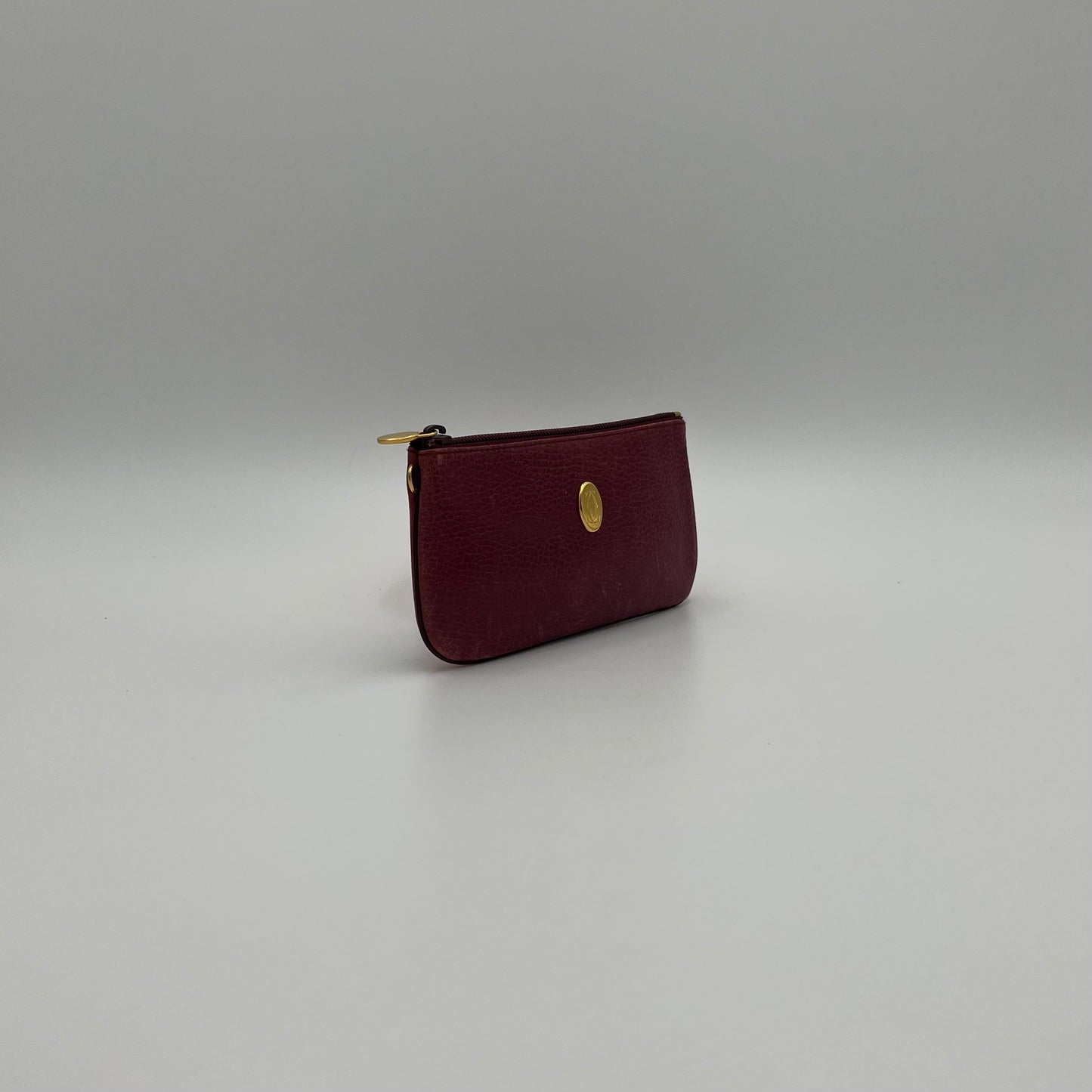 Cartier Paris Burgundy Leather Zip Pouch