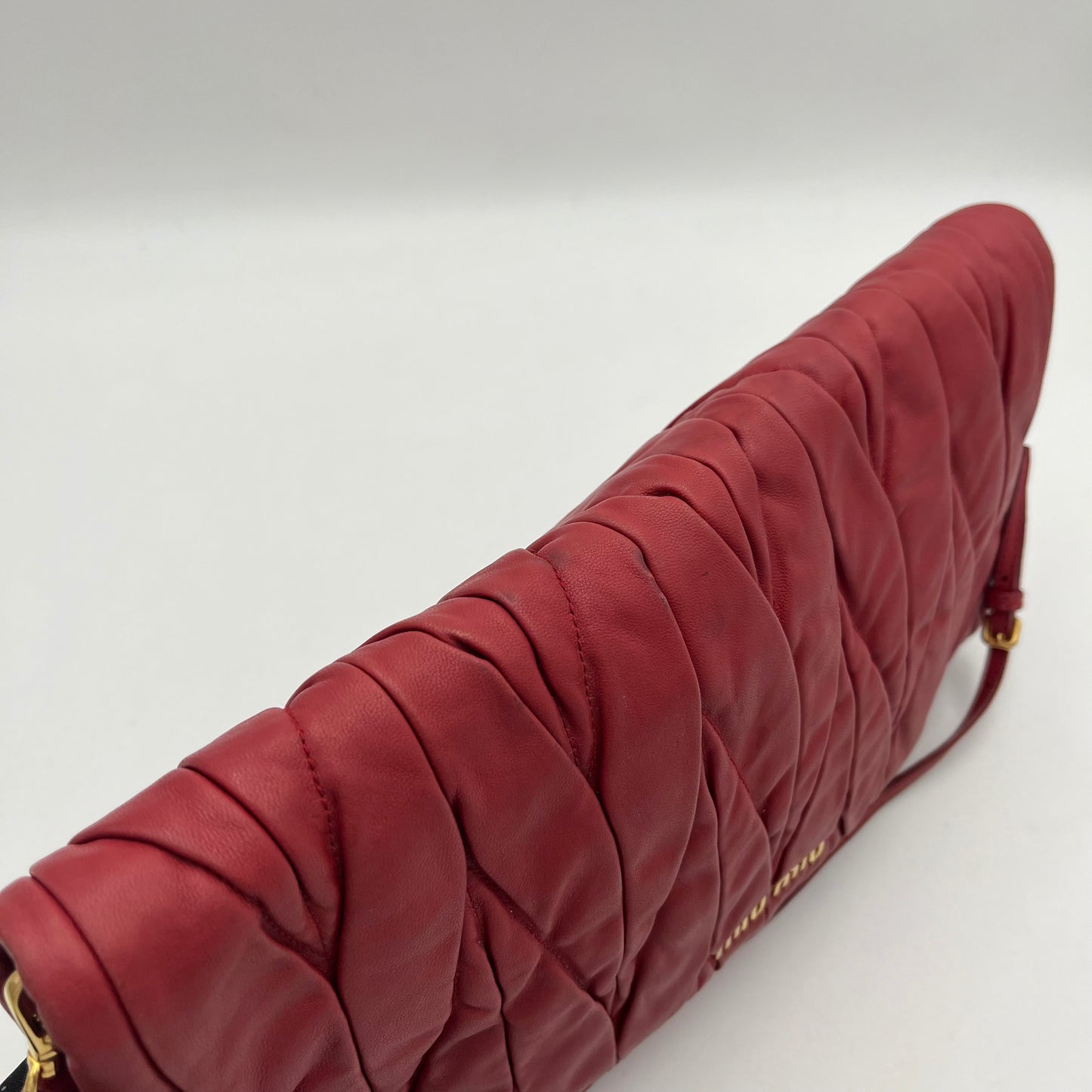 Miu Miu Red Matelasse Leather Flap Shoulder Bag