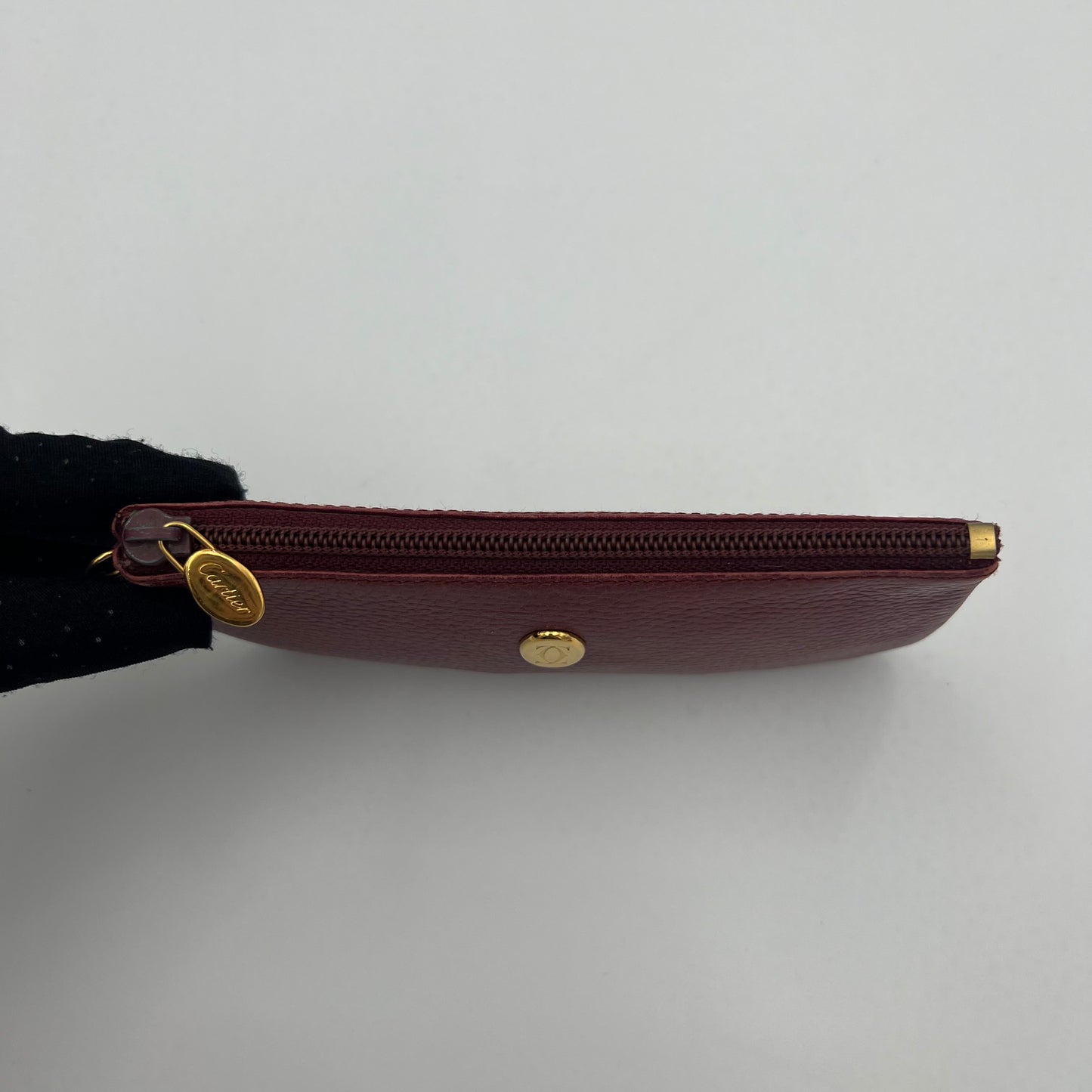 Cartier Paris Burgundy Leather Zip Pouch
