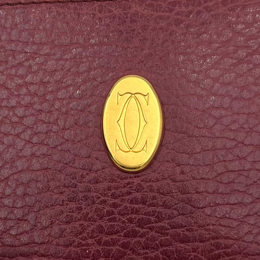 Cartier Paris Burgundy Leather Zip Pouch