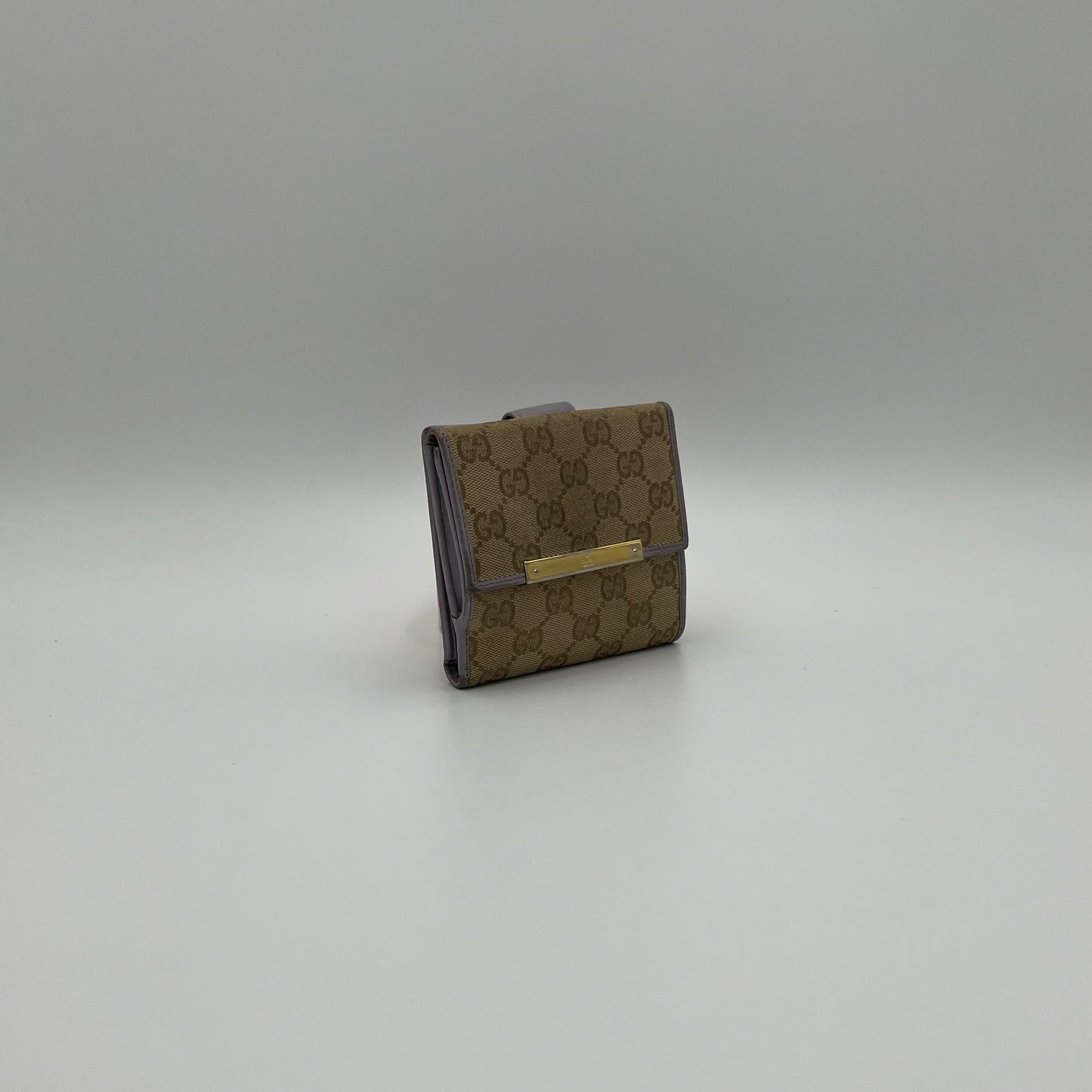 Gucci Beige Monogram Canvas and Lavander Leather Short Wallet
