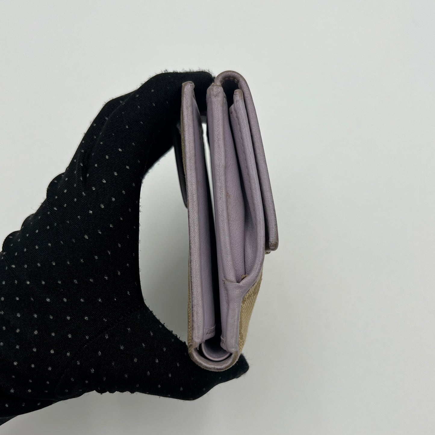 Gucci Beige Monogram Canvas and Lavander Leather Short Wallet