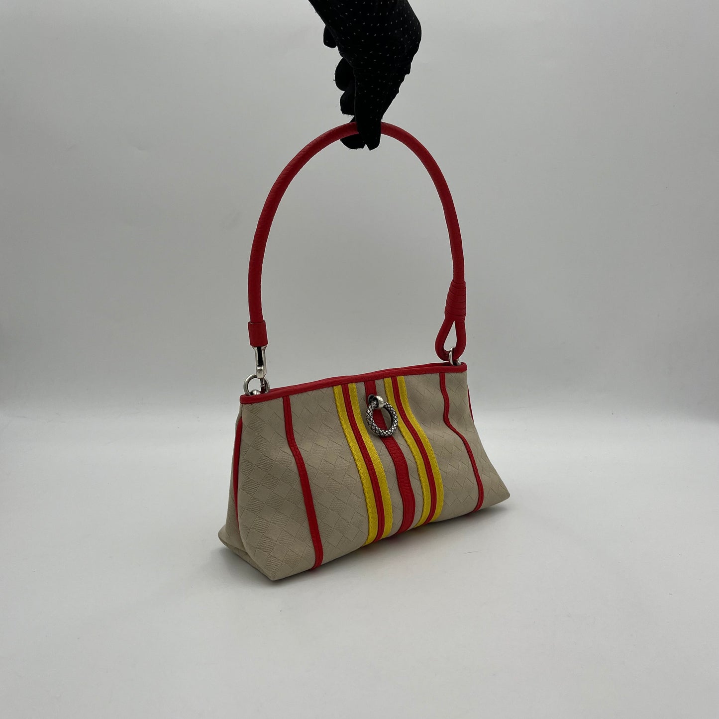 Bottega Veneta Red and Yellow Stripe Pochette