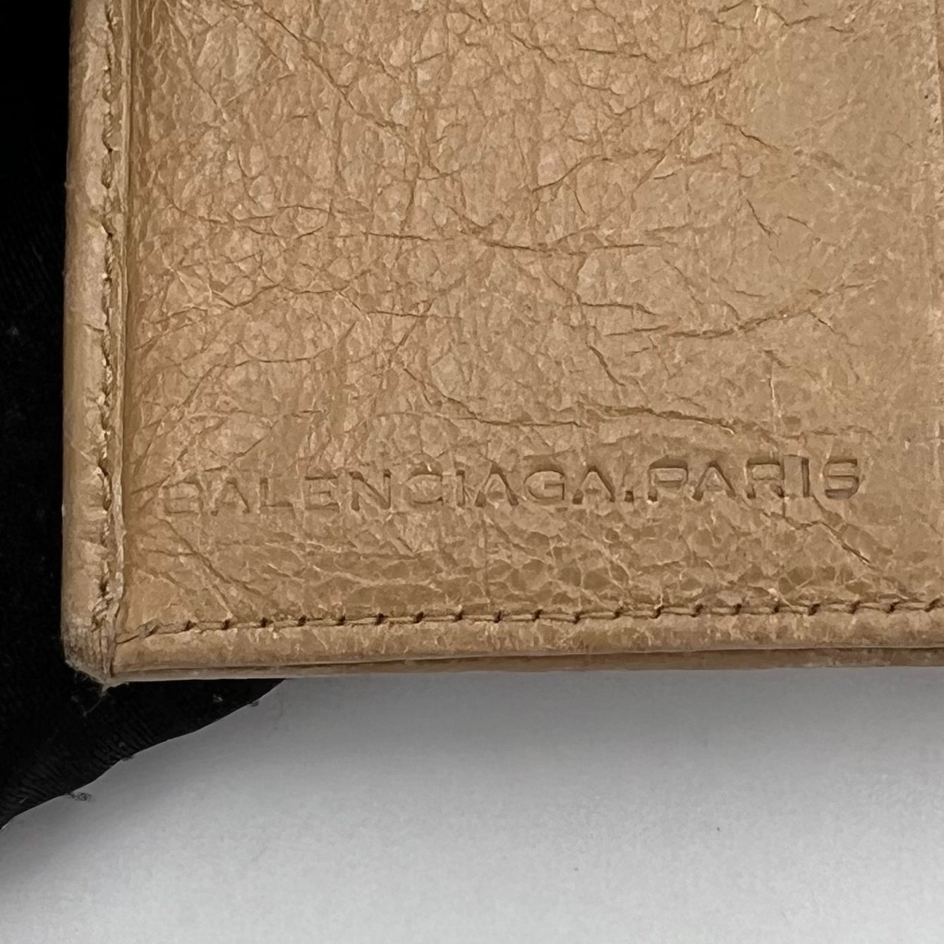 Balenciage Beige Leather Classic Bifold Flap Card Holder