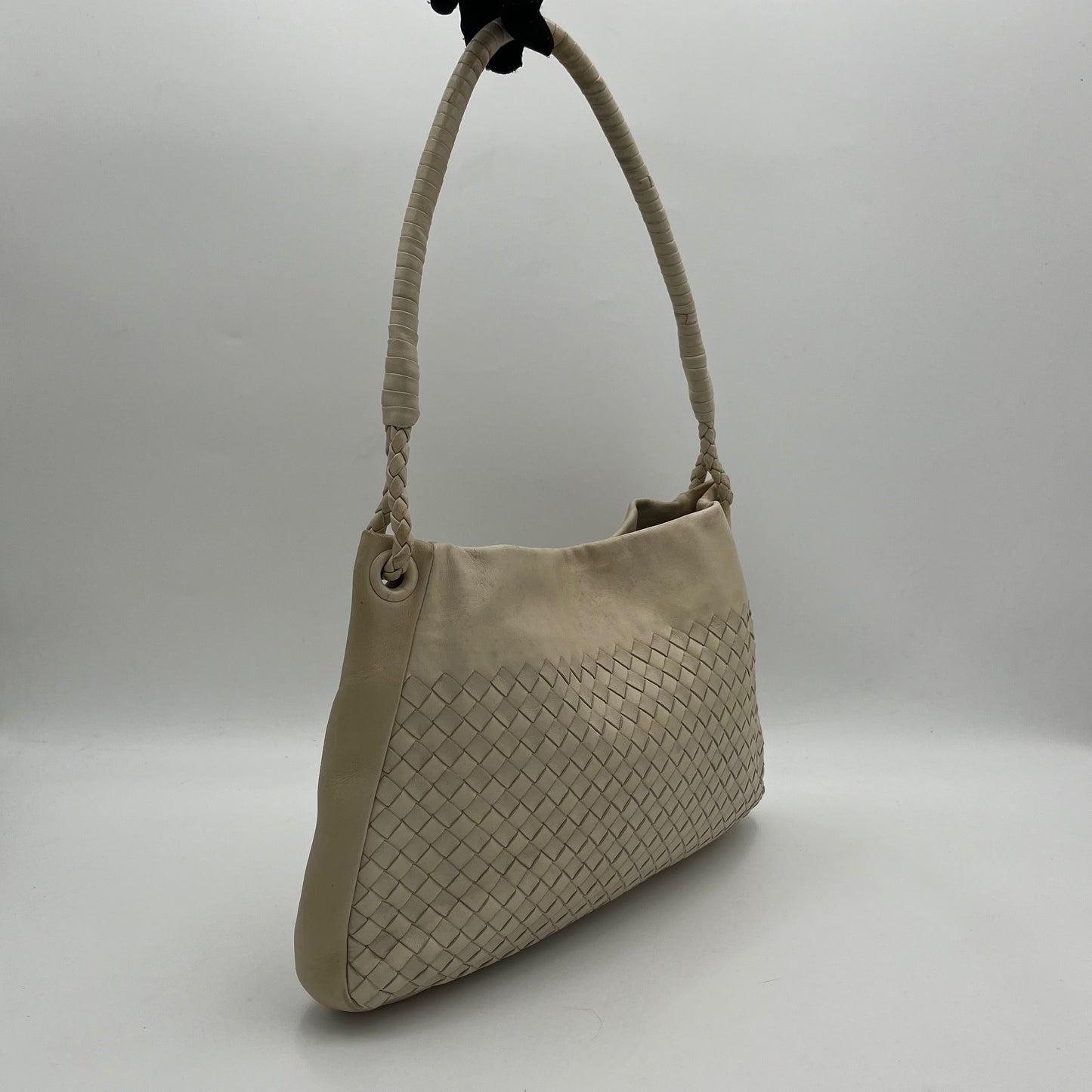Bottega Veneta White Intecciato Shoulder Bag