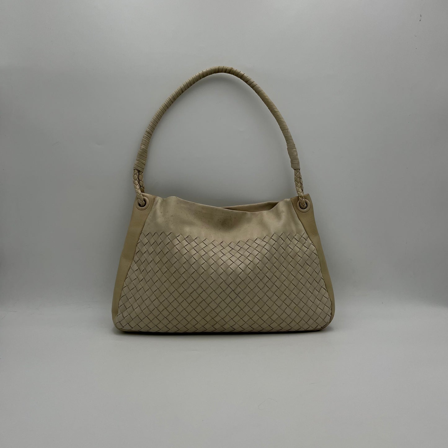 Bottega Veneta White Intecciato Shoulder Bag