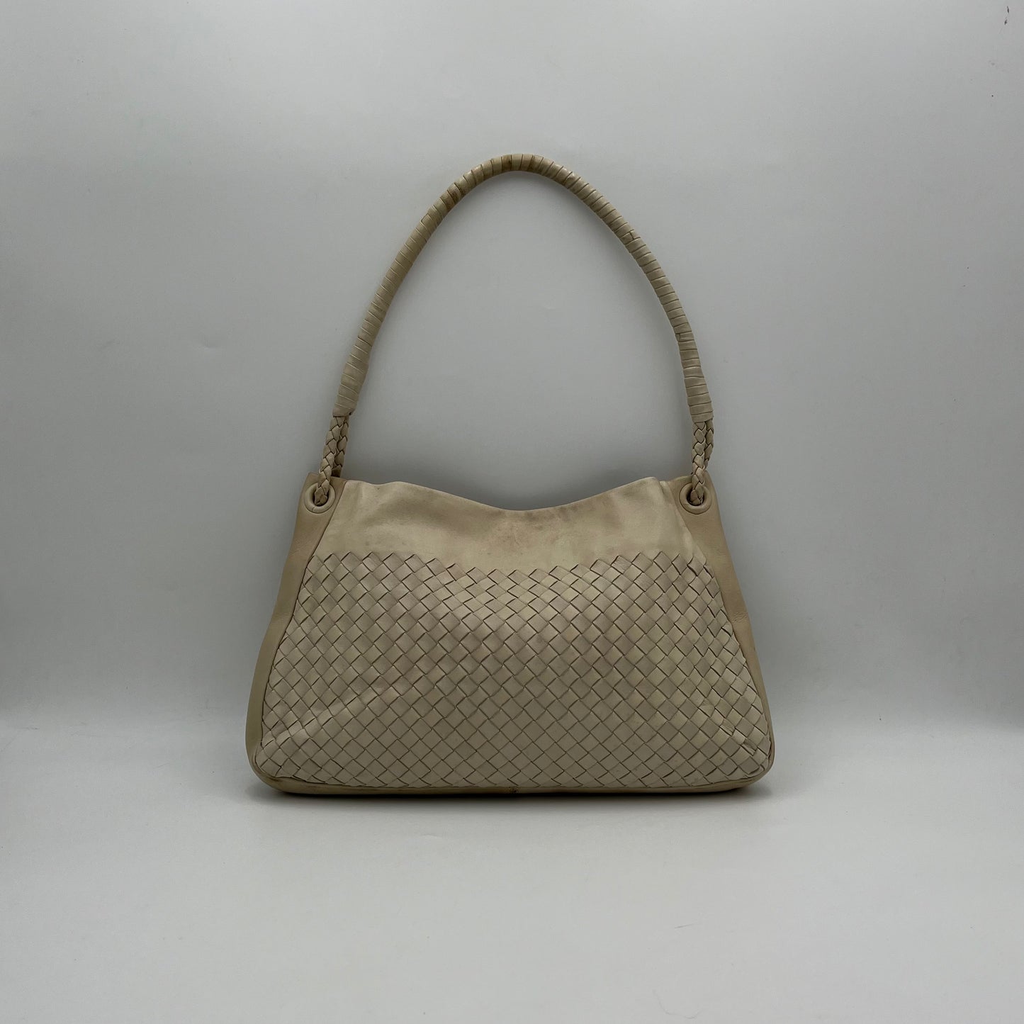 Bottega Veneta White Intecciato Shoulder Bag