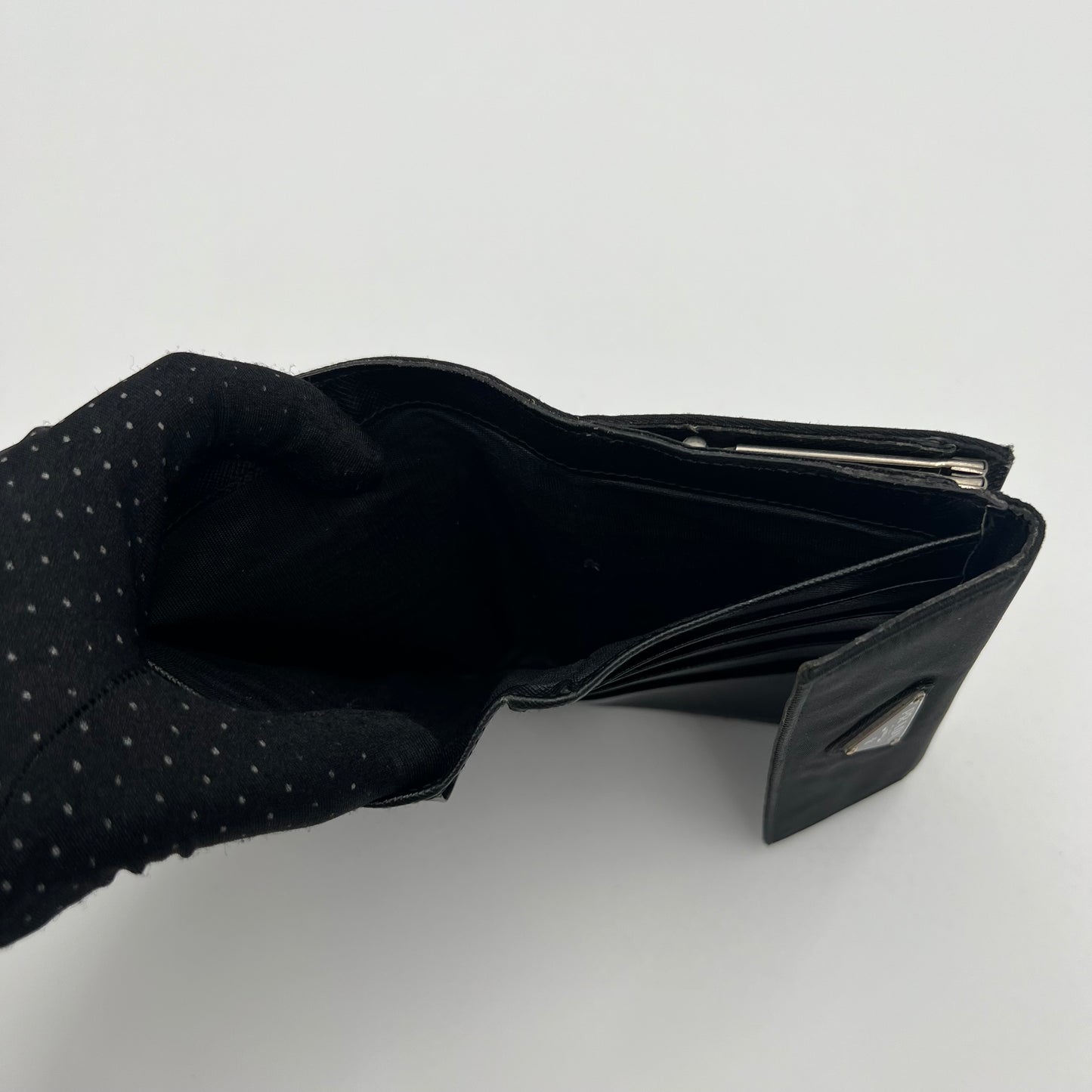 Prada Black Nylon Medium Trifold Wallet