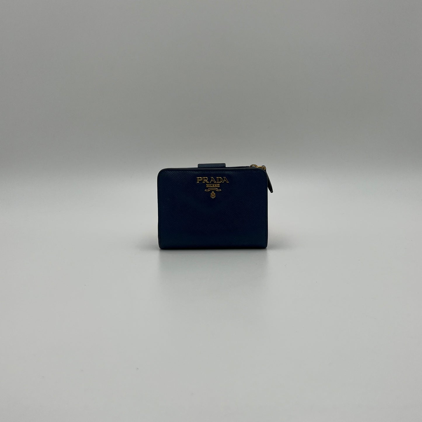 Prada Blue Saffiano Medium Compact Wallet