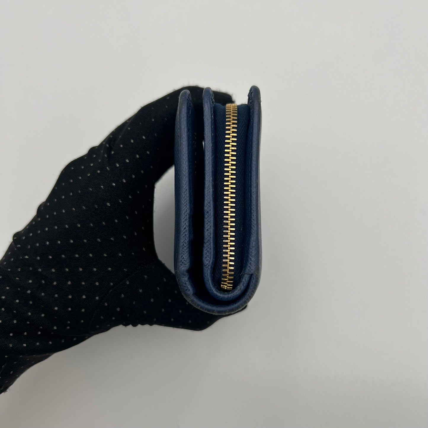 Prada Blue Saffiano Medium Compact Wallet