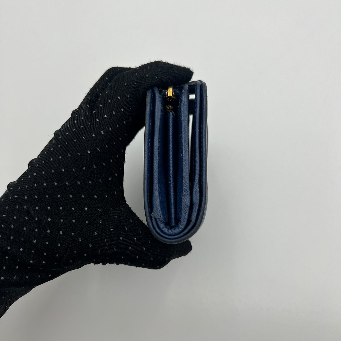 Prada Blue Saffiano Medium Compact Wallet