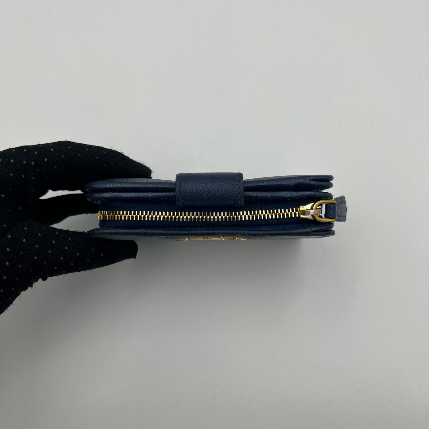Prada Blue Saffiano Medium Compact Wallet