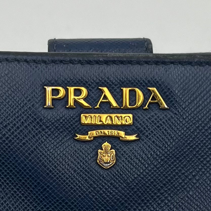 Prada Blue Saffiano Medium Compact Wallet