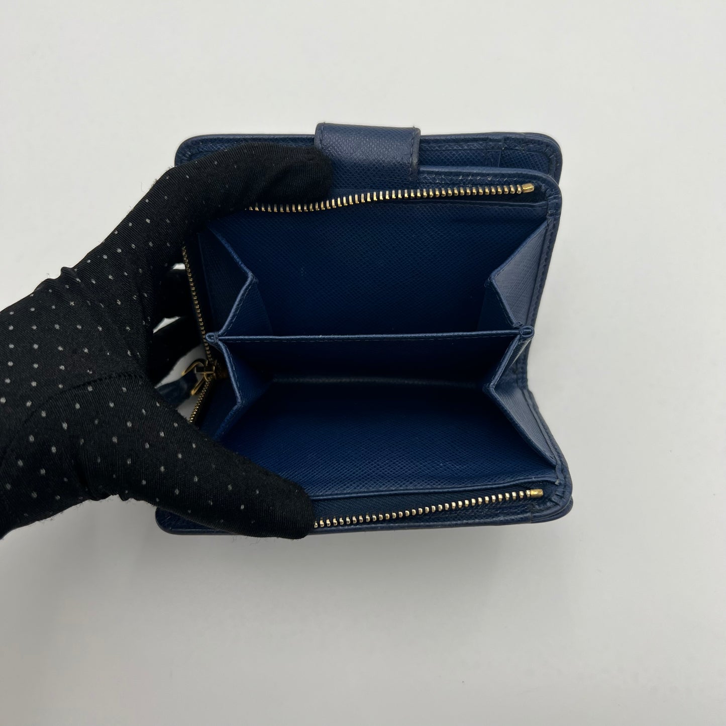 Prada Blue Saffiano Medium Compact Wallet