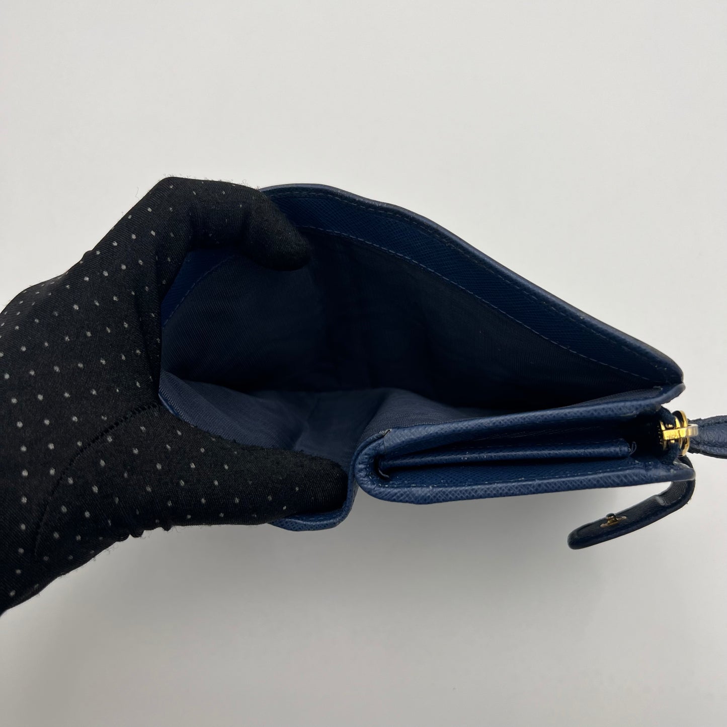 Prada Blue Saffiano Medium Compact Wallet