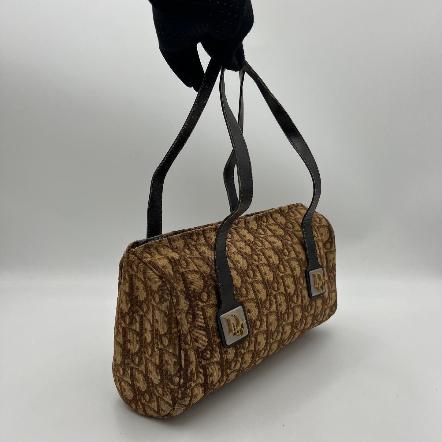 Christian Dior Vintage Brown Trotter Barrel Handbag