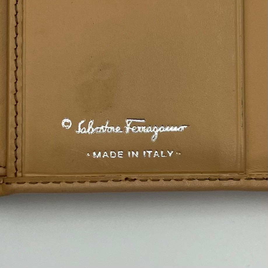 Salvatore Ferragamo Tan Leather Gancini Short Bifold Wallet