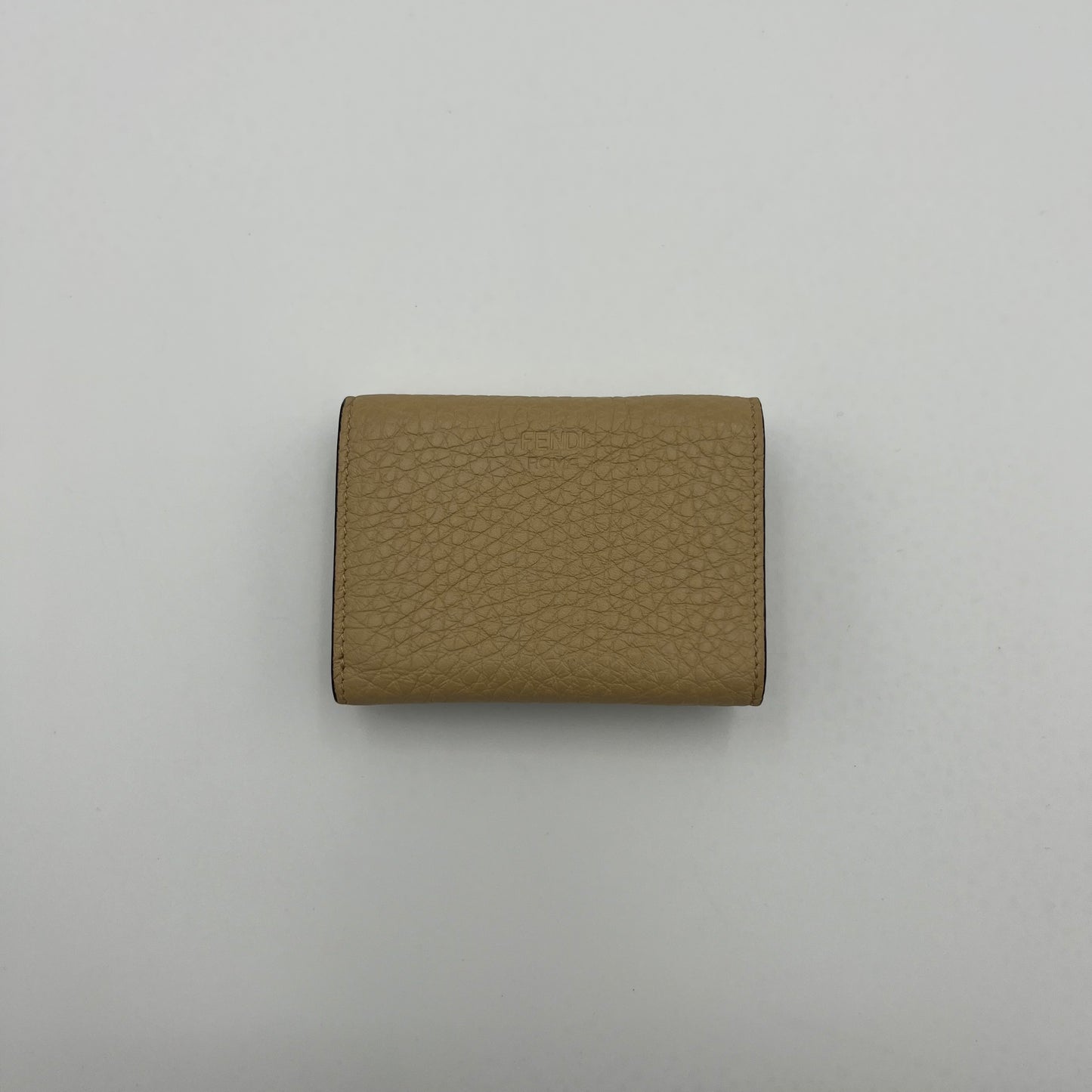 Fendi Beige Leather Peekaboo Mini Trifold Wallet