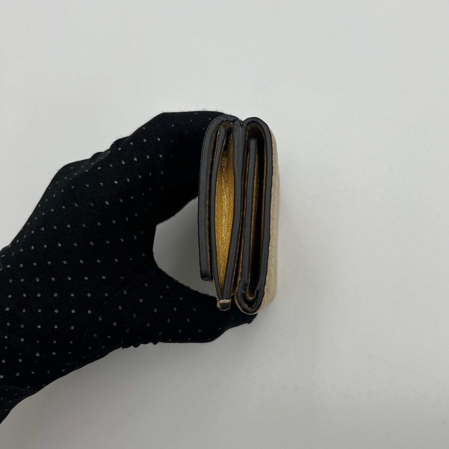 Fendi Beige Leather Peekaboo Mini Trifold Wallet
