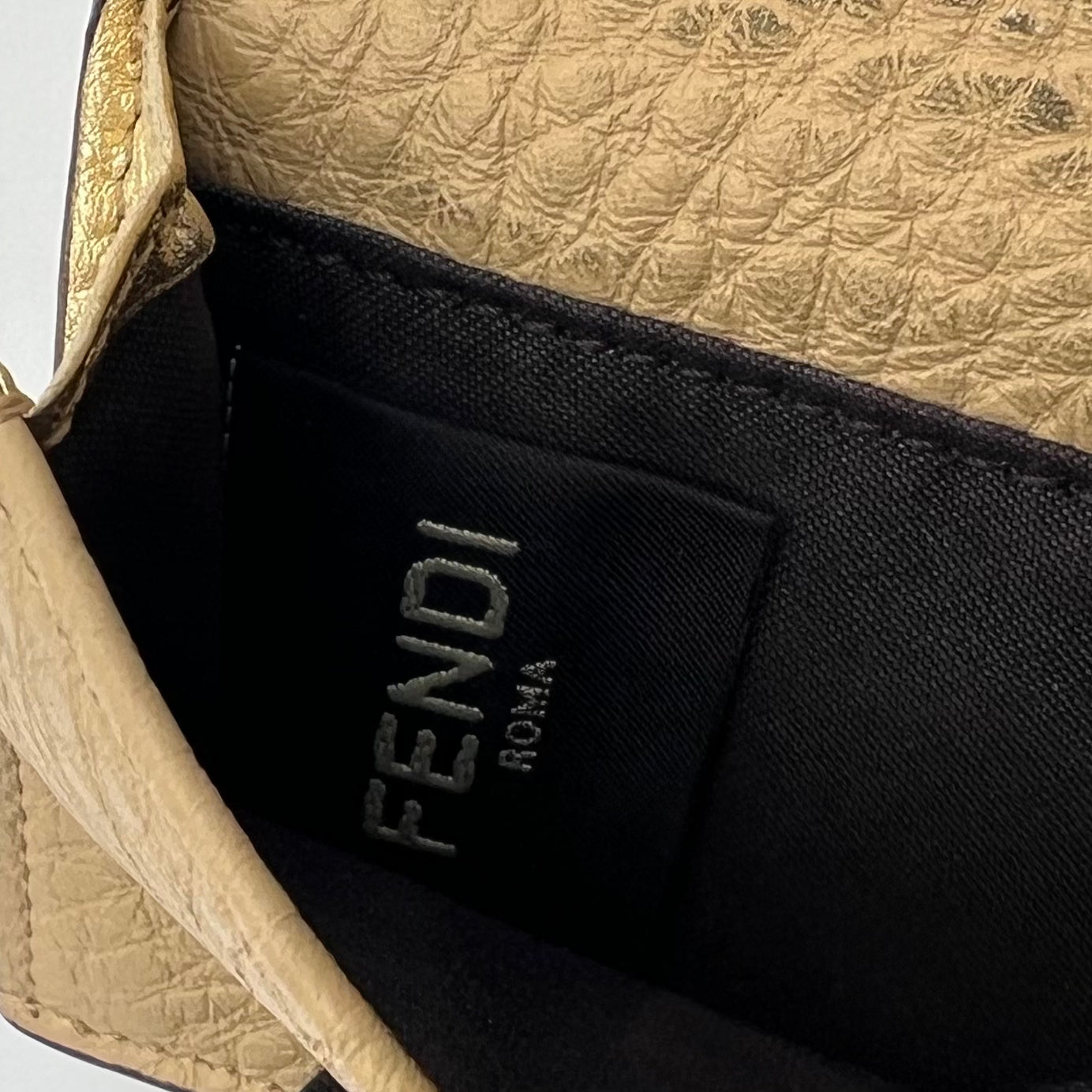 Fendi Beige Leather Peekaboo Mini Trifold Wallet