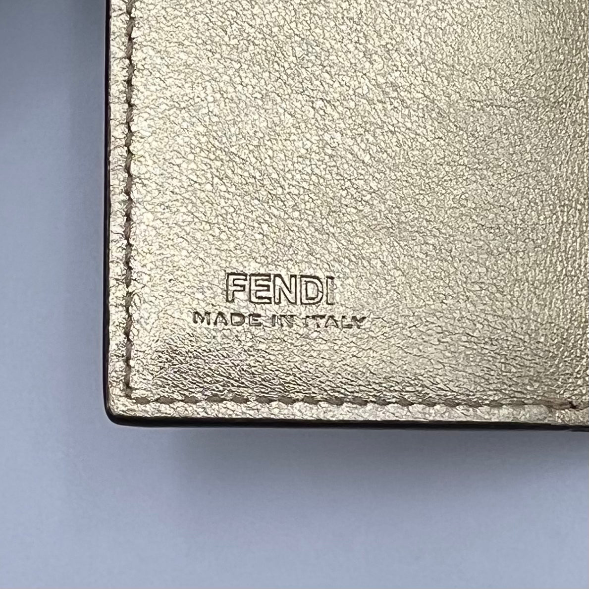 Fendi Beige Leather Peekaboo Mini Trifold Wallet