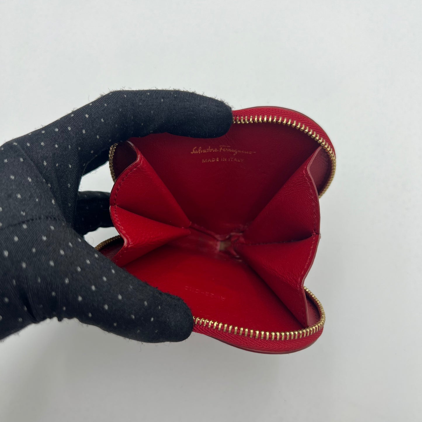 Salvatore Ferragamo Red Leather Heart Coin Purse
