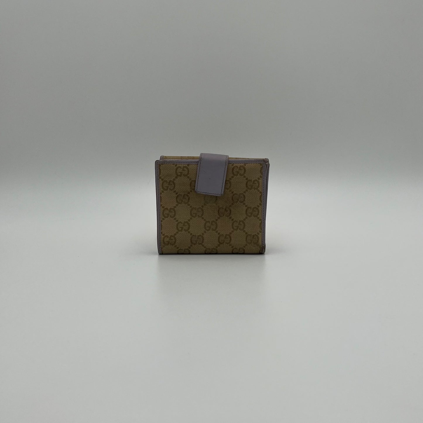 Gucci Beige Monogram Canvas and Lavander Leather Short Wallet