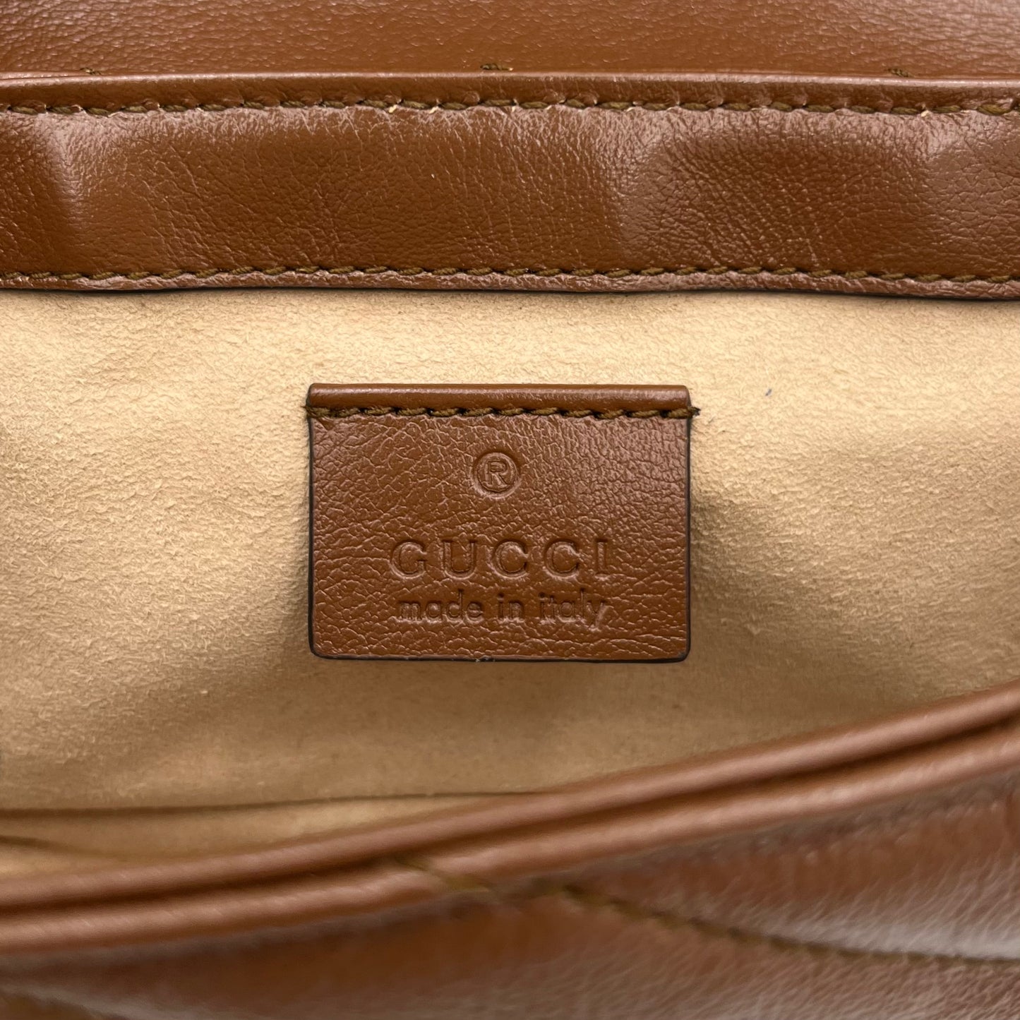 Gucci Brown Leather Matelasse Marmont Super Mini Crossbody