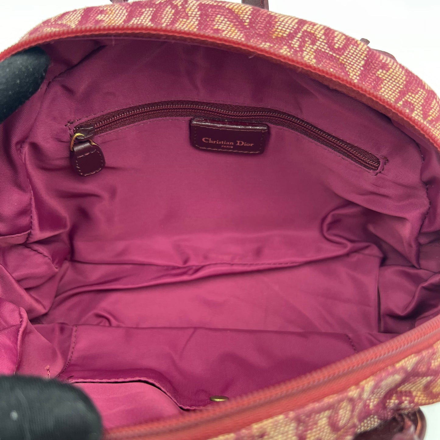 Christian Dior Galliano Red Monogram D Buckle Double Saddle Bowler