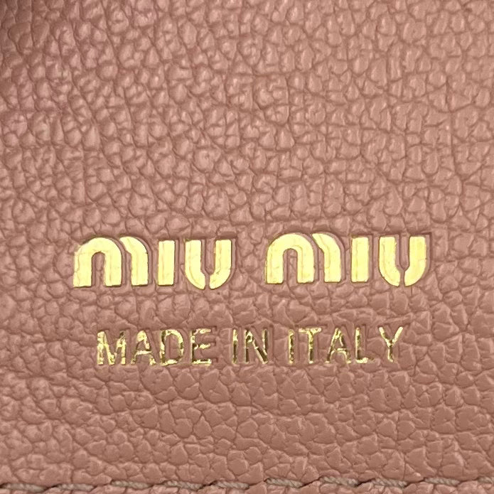 Miu Miu Nude Pink Leather Madras Heart Bifold Short Wallet