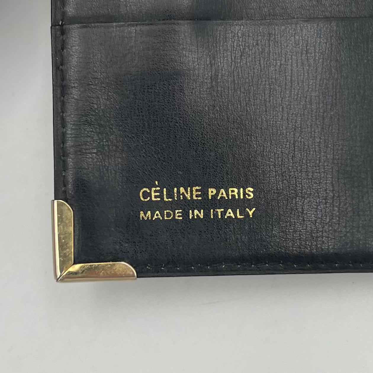 Celine Paris Black Croc Embossed Horse Carriage Slim Bifold Wallet