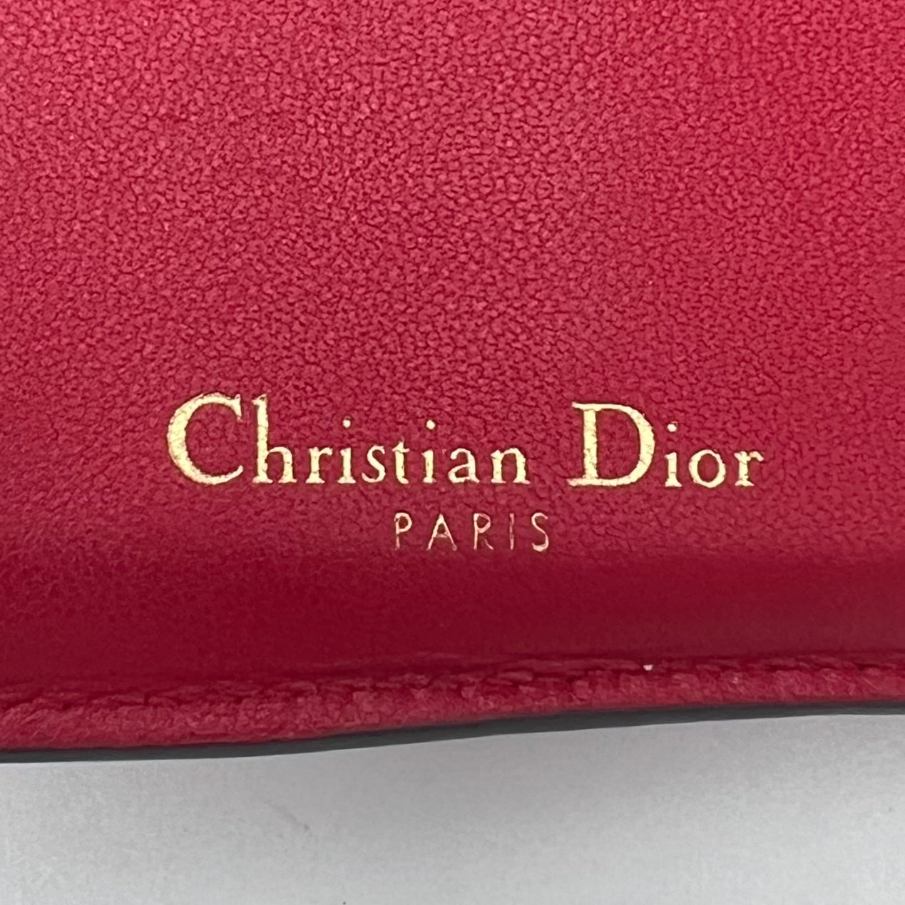 Christian Dior Red Leather Saddle Lotus Short Wallet GHW