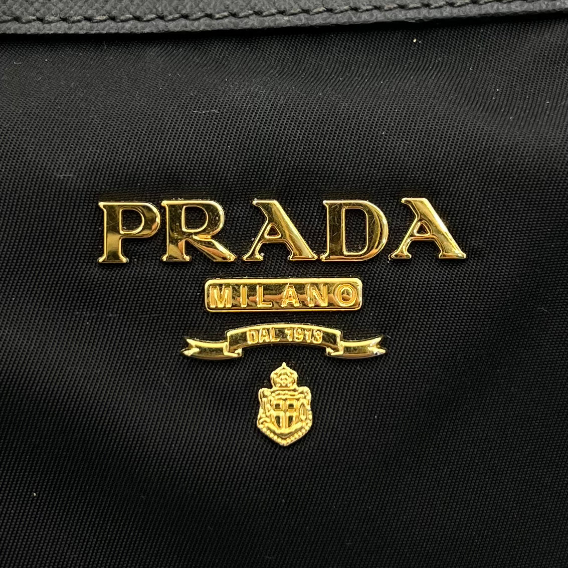Prada Black Tessuto and Leather Large Zip Tote with Long Strap