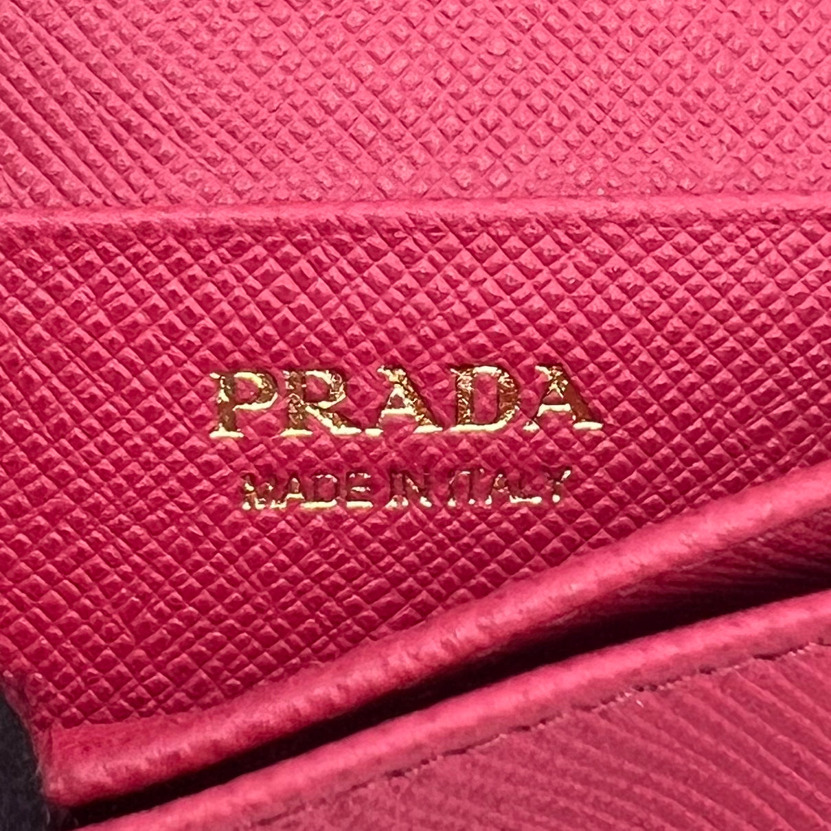 Prada Pink Saffiano Bifold Card Holder GHW
